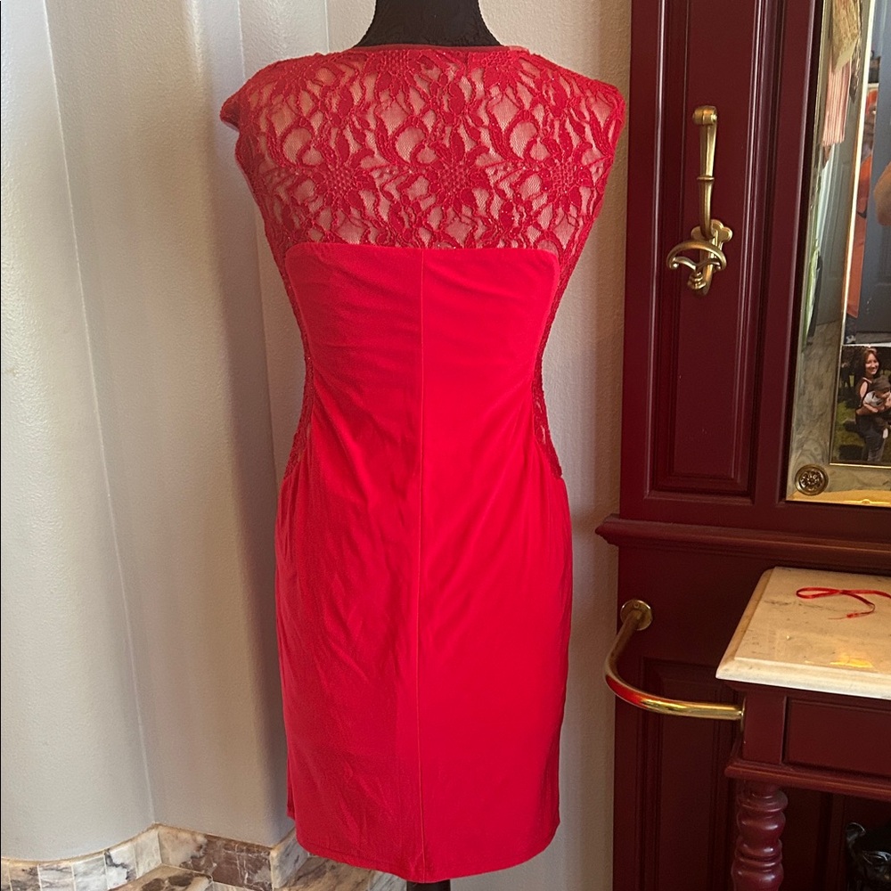 R&M Richards Red Lace Mini Dress - Picture 11 of 12